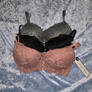 Marilyn Monroe 36C Lace Bra Set - Black, Green, Pink